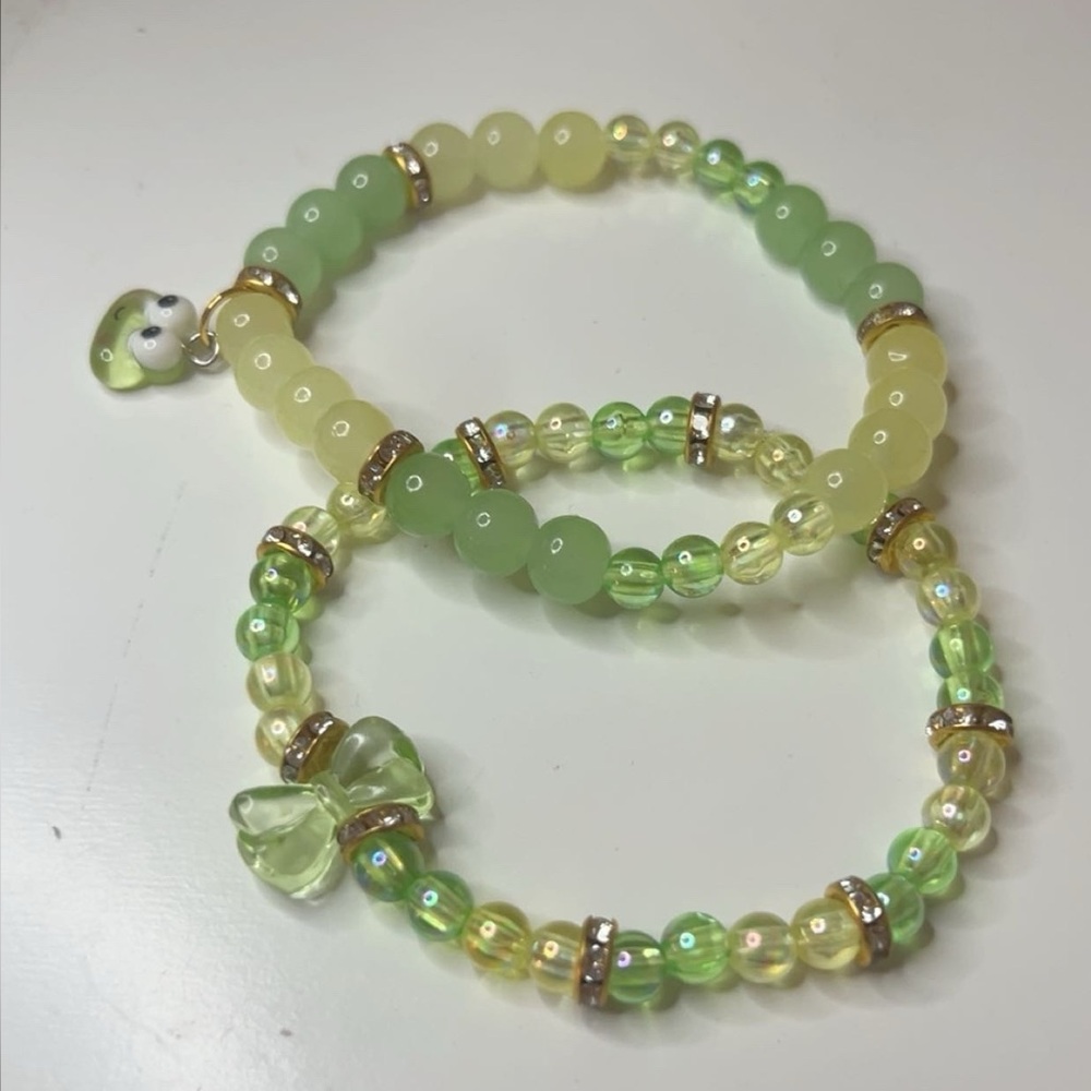 Chic Green and Yellow Beaded Bracelet Trio
